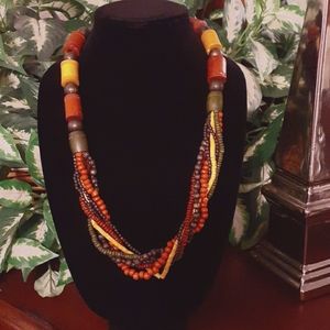 4 For $10 / Multi Colored Wooden Bead Necklace